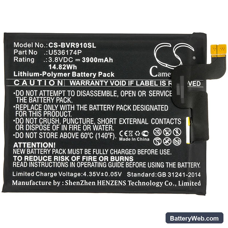 BlackView BV9000 Pro Replacement Battery, 3.8V, 3900mAh, Li-Polymer 3