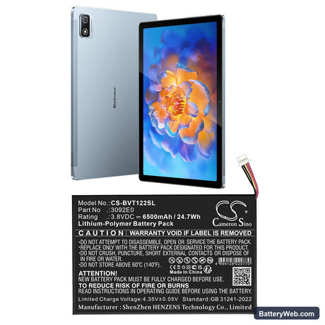 BlackView Tab 12 Pro Replacement Battery, 3.8V, 6500mAh, Li-Polymer 1