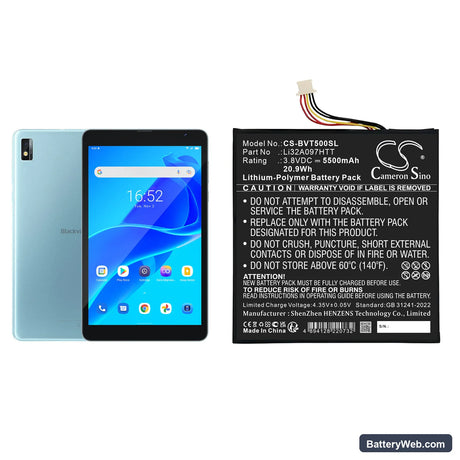 BlackView 3210099 Replacement Battery, 3.8V, 5500mAh, Li-Polymer 1