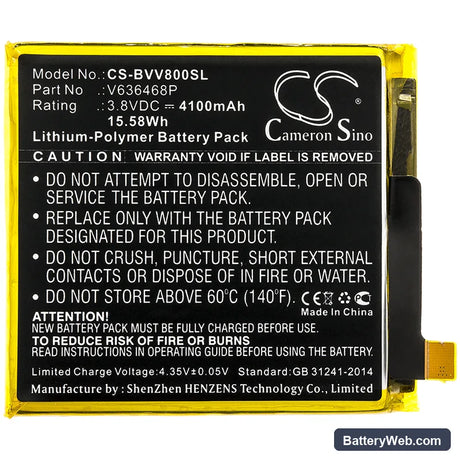 BlackView BV8000 Replacement Battery, 3.8V, 4100mAh, Li-Polymer 3