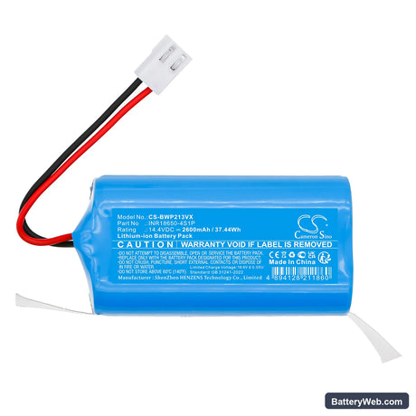 BobSweep Dustin Replacement Battery, 14.4V, 2600mAh, Li-ion 3