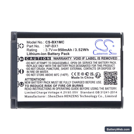Sony CX405 Handycam Replacement Battery, 3.7V, 950mAh, Li-ion 5