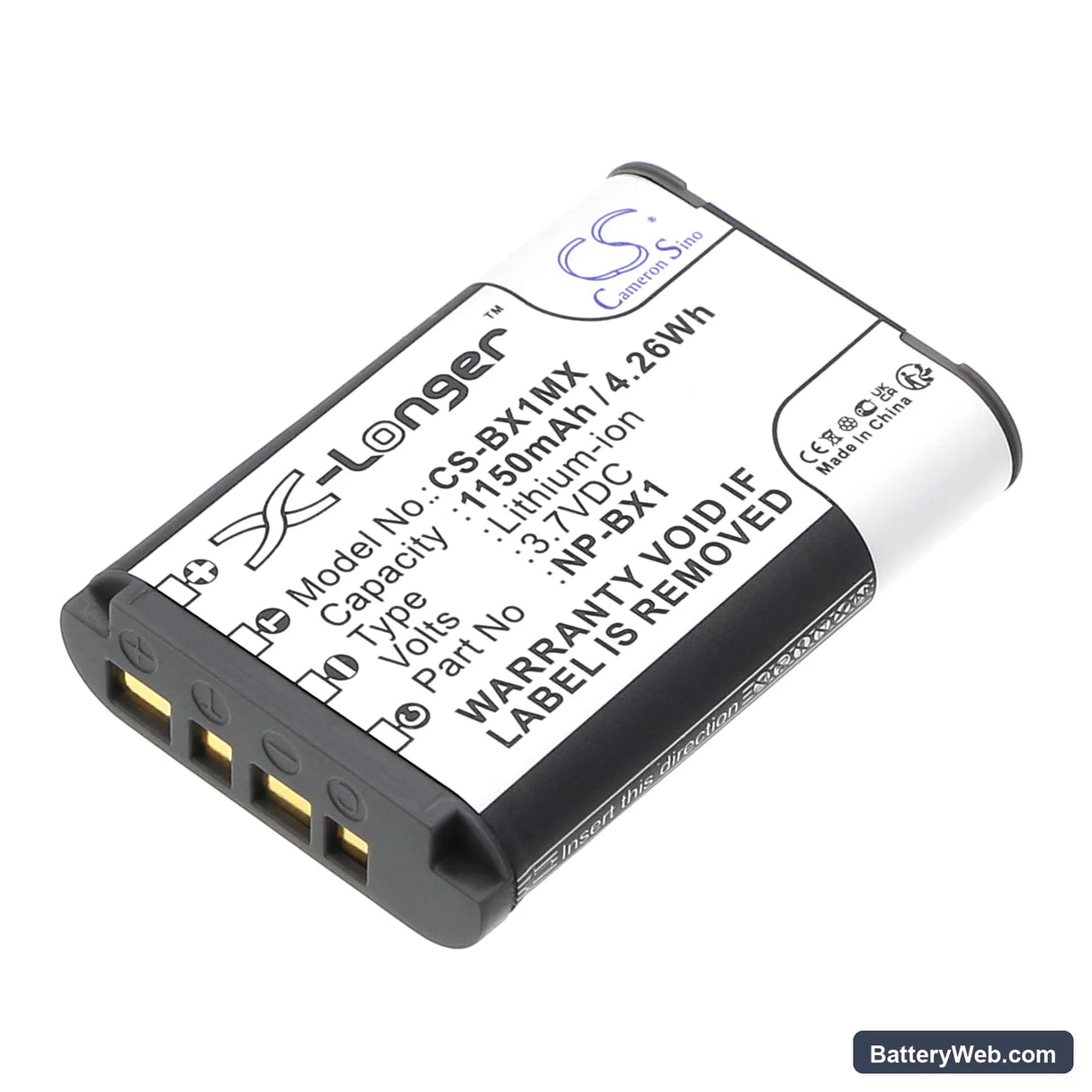 Sony CX405 Handycam Replacement Battery, 3.7V, 1150mAh, Li-ion 1