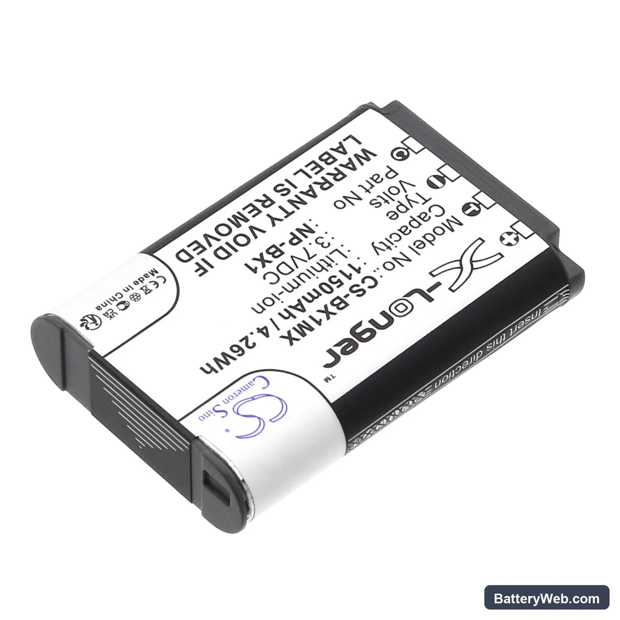Sony CX405 Handycam Replacement Battery, 3.7V, 1150mAh, Li-ion 2