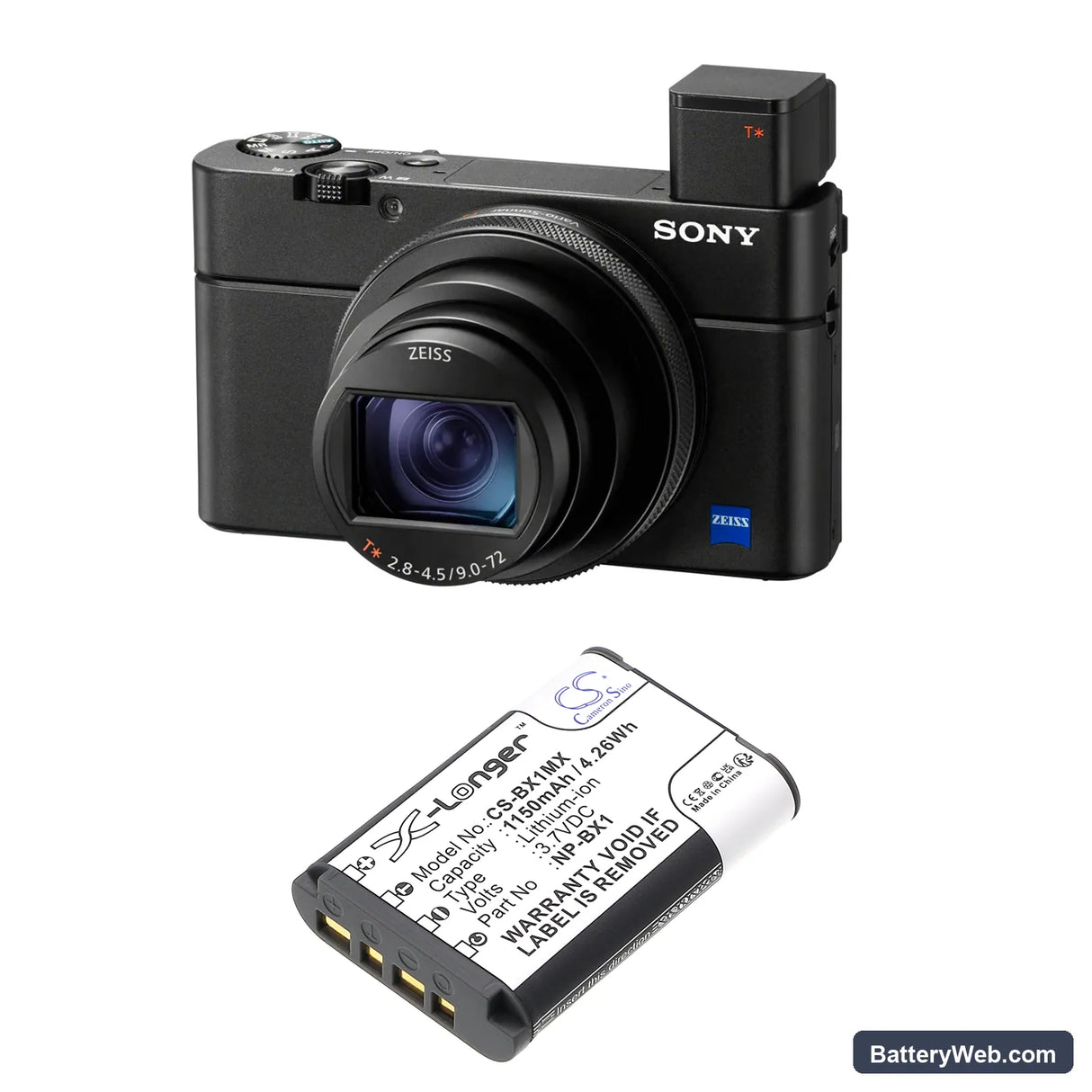 Sony CX405 Handycam Replacement Battery, 3.7V, 1150mAh, Li-ion 4