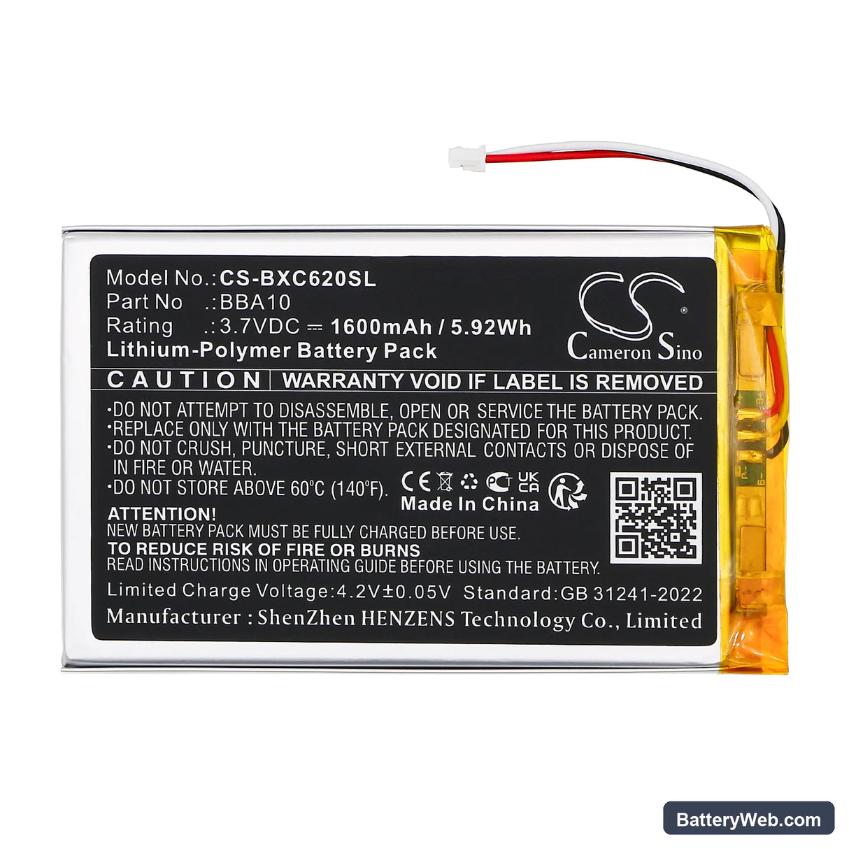 Onyx BOOX 60 Replacement Battery, 3.7V, 1600mAh, Li-Polymer 3