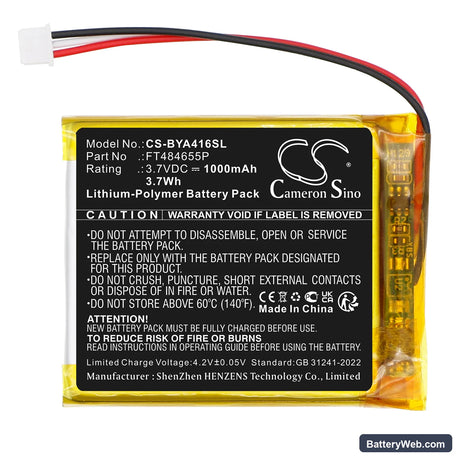 Babymoov A014416 Replacement Battery, 3.7V, 1000mAh, Li-Polymer 3