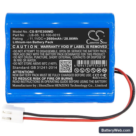 Biolight BLT-E30 Replacement Battery, 11.1V, 2600mAh, Li-ion 3