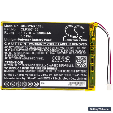 Boyue likebook Mars 7.8" Replacement Battery, 3.7V, 2300mAh, Li-Polymer 3