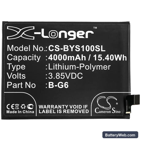 Vivo S1 Pro Replacement Battery, 3.85V, 4000mAh, Li-Polymer 3