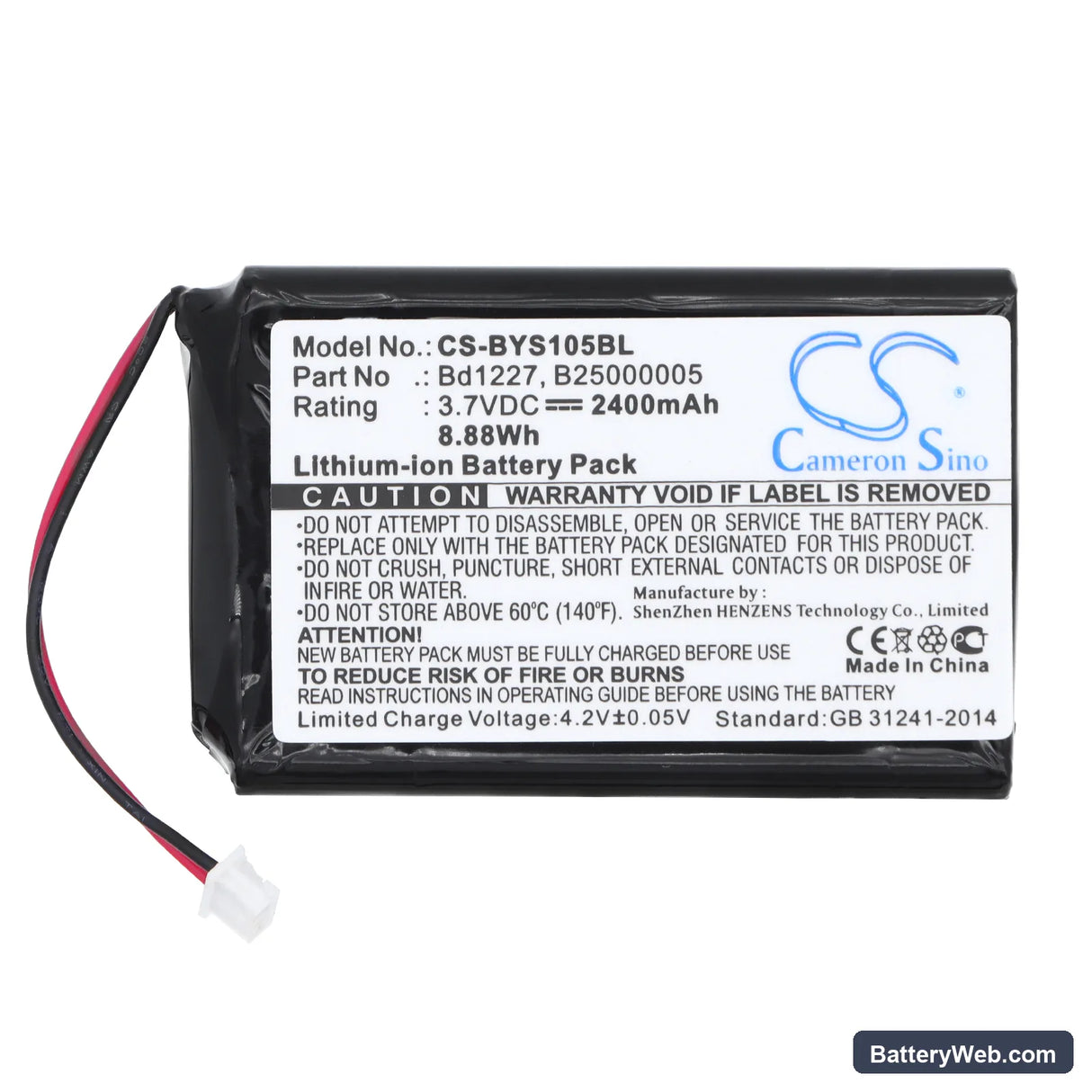 Ingenico RoadRunners Evolution 1D Replacement Battery, 3.7V, 2400mAh, Li-ion 3