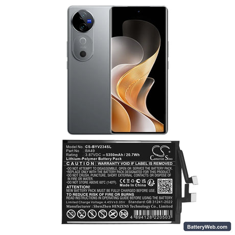 Vivo V2348 Replacement Battery, 3.87V, 5350mAh, Li-Polymer 1