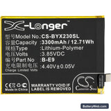 BBK VIVO X23 Replacement Battery, 3.85V, 3300mAh, Li-Polymer 3