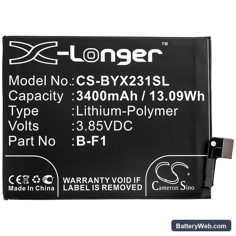 Vivo X23 Symphony Replacement Battery, 3.85V, 3400mAh, Li-Polymer 3