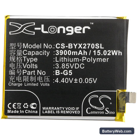 Vivo X27 Replacement Battery, 3.85V, 3900mAh, Li-Polymer 3