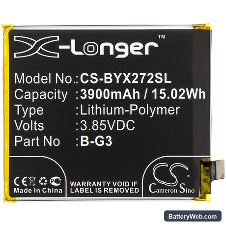 Vivo X27 Pro Replacement Battery, 3.85V, 3900mAh, Li-Polymer 3