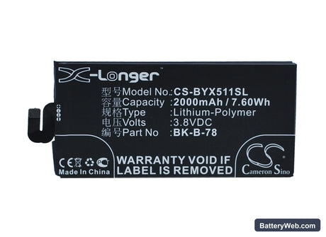 BBK VIVO X5 MAX Replacement Battery, 3.8V, 2000mAh, Li-Polymer 1