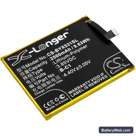 Vivo Y53 Replacement Battery, 3.85V, 2500mAh, Li-Polymer 1
