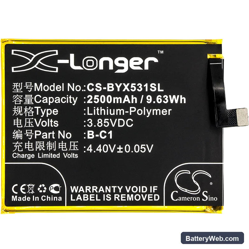 Vivo Y53 Replacement Battery, 3.85V, 2500mAh, Li-Polymer 3