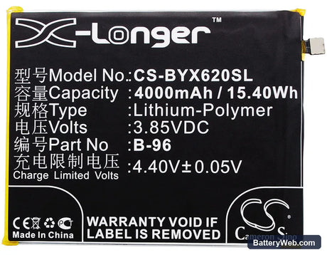 BBK VIVO X6 Plus A Replacement Battery, 3.85V, 4000mAh, Li-Polymer 5