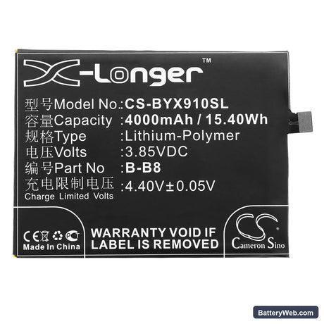 BBK VIVO X9 Plus Replacement Battery, 3.85V, 4000mAh, Li-Polymer 3