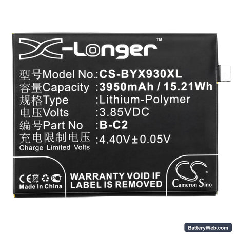 BBK VIVO X9s Plus Replacement Battery, 3.85V, 3950mAh, Li-Polymer 3