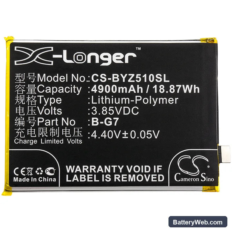 BBK VIVO Z5x Replacement Battery, 3.85V, 4900mAh, Li-Polymer 3