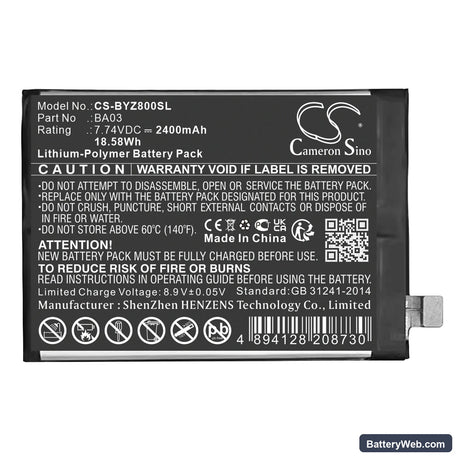 Vivo IQOO Z8 Replacement Battery, 7.74V, 2400mAh, Li-Polymer 1