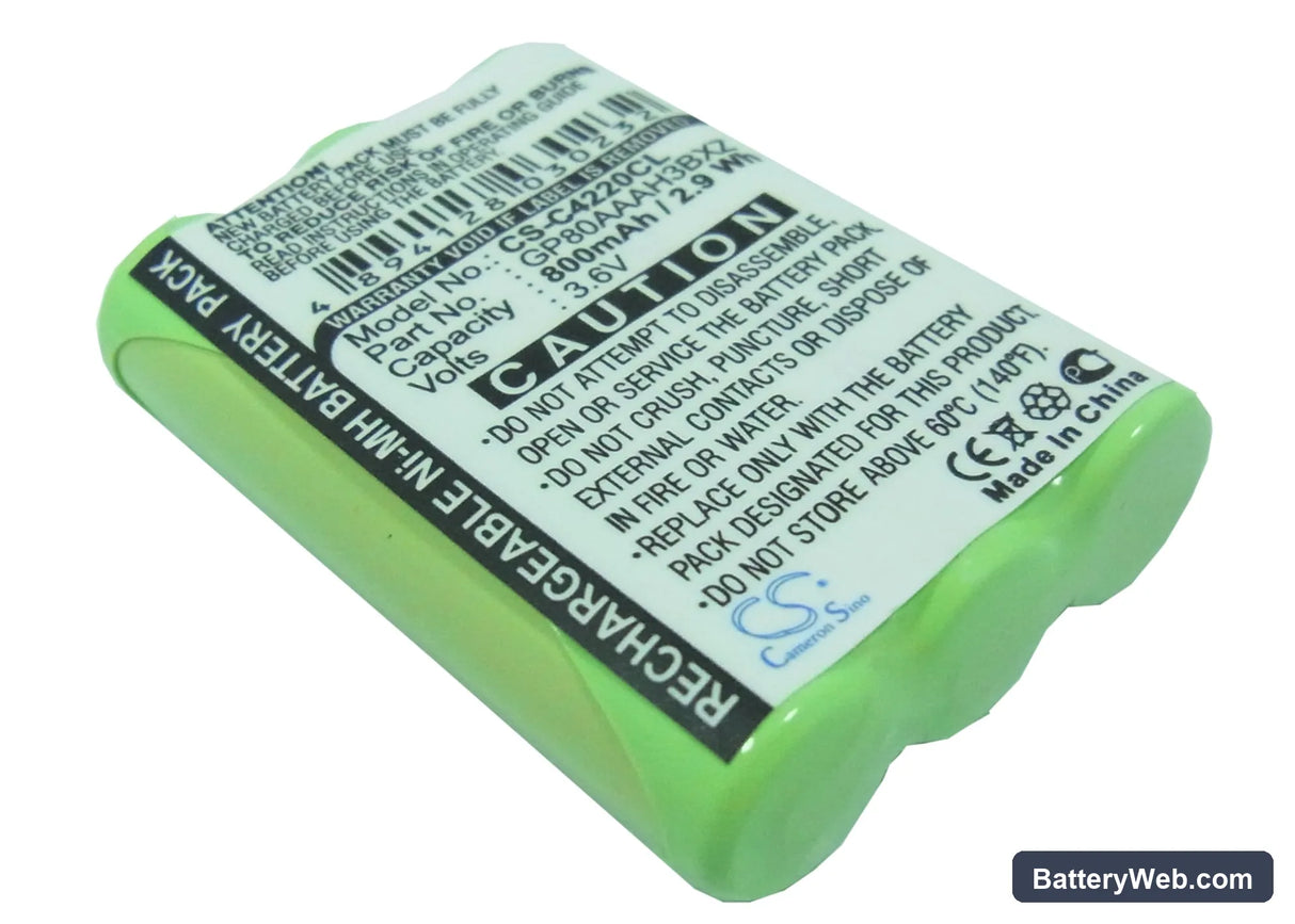 Clarity Professional C4220 Replacement Battery, 3.6V, 800mAh, Ni-MH 1