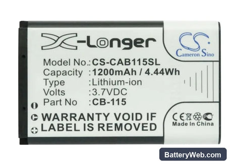 CAT B100 Replacement Battery, 3.7V, 1200mAh, Li-ion 5