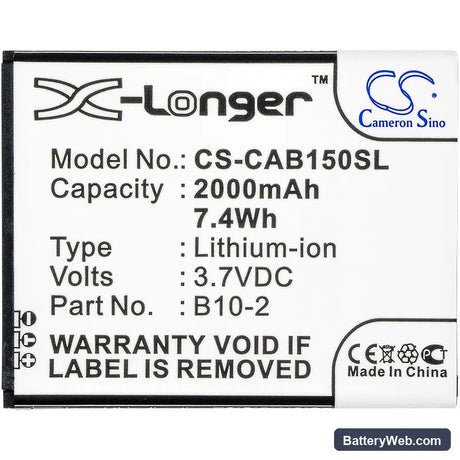 CAT B15 Replacement Battery, 3.7V, 2000mAh, Li-ion 3