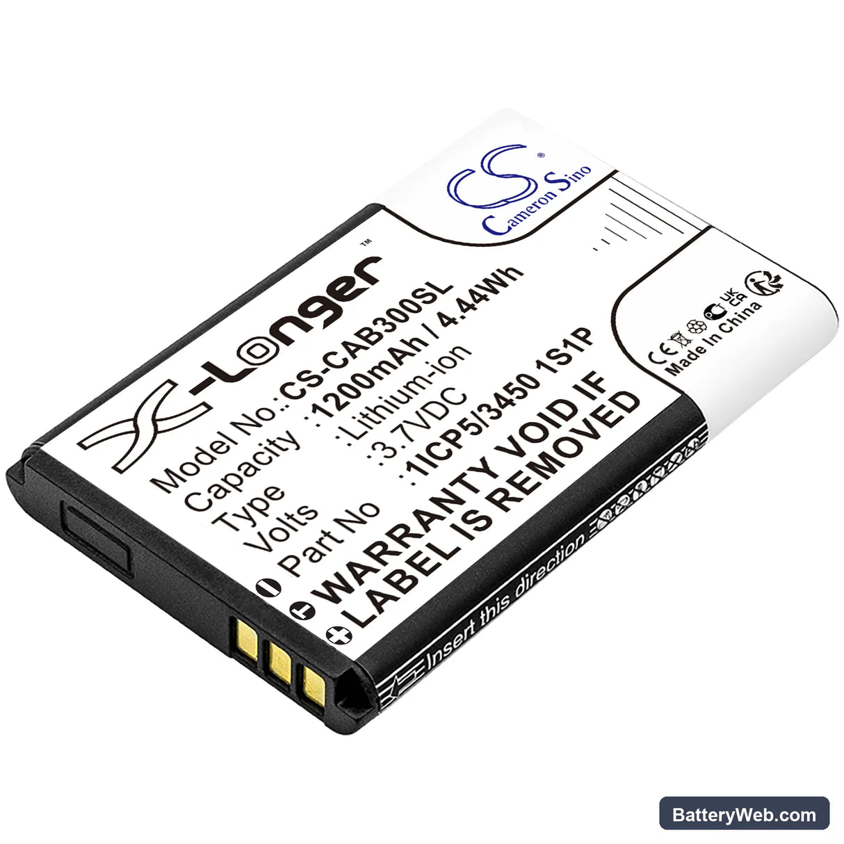 CAT B30 Replacement Battery, 3.7V, 1200mAh, Li-ion 1