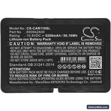 Chauvin Arnoux C.A 6116N Replacement Battery, 10.8V, 5200mAh, Li-ion 5