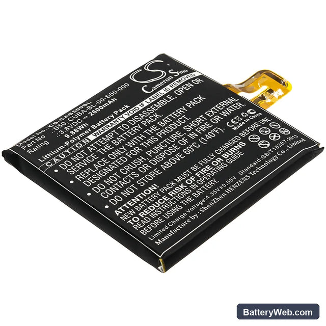 CAT S50 Replacement Battery, 3.8V, 2600mAh, Li-Polymer 1