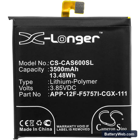 CATERPILLAR S60 Replacement Battery, 3.85V, 3500mAh, Li-Polymer 3
