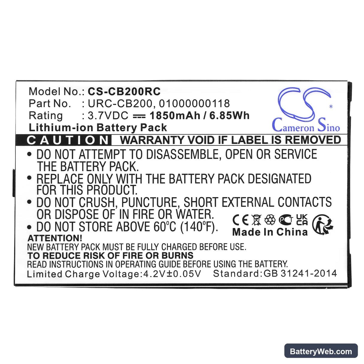 Sonos CB200 Replacement Battery, 3.7V, 1850mAh, Li-ion 5