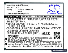 Cubot P9 Replacement Battery, 3.7V, 2000mAh, Li-ion 1