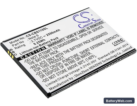 Cubot Note S Replacement Battery, 3.7V, 2500mAh, Li-ion 1