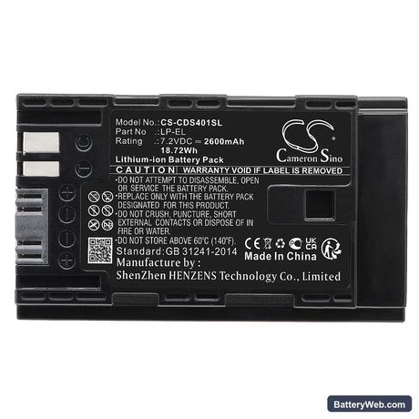 Canon Speedlite EL‑1 Replacement Battery, 7.2V, 2600mAh, Li-ion 5