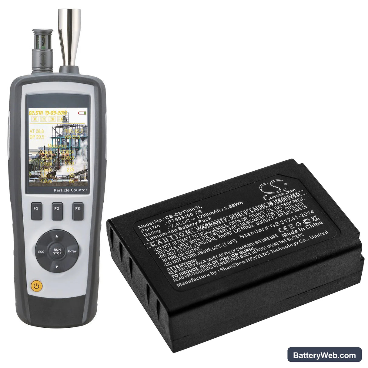 Extech Video Particle Counter VPC300 ( Built-in Camera ) Replacement Battery, 7.4V, 1200mAh, Li-ion 6