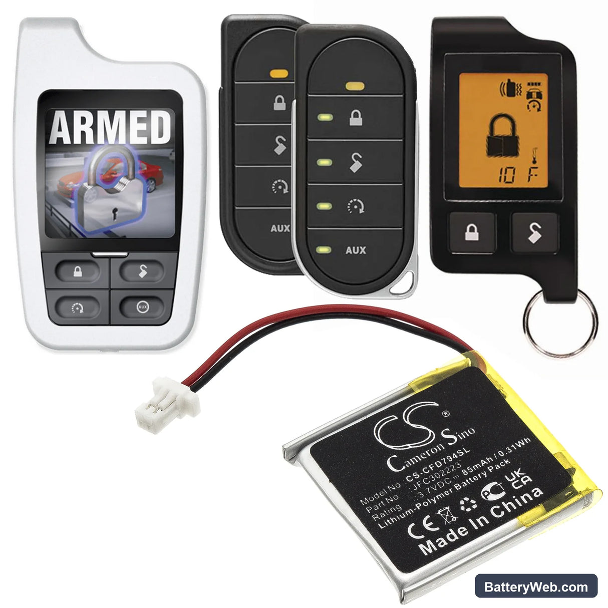 Autostart ASRS-7504 Replacement Battery, 3.7V, 85mAh, Li-Polymer 6