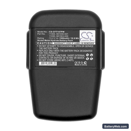Craftsman 11147 Replacement Battery, 13.2V, 1500mAh, Ni-MH 5