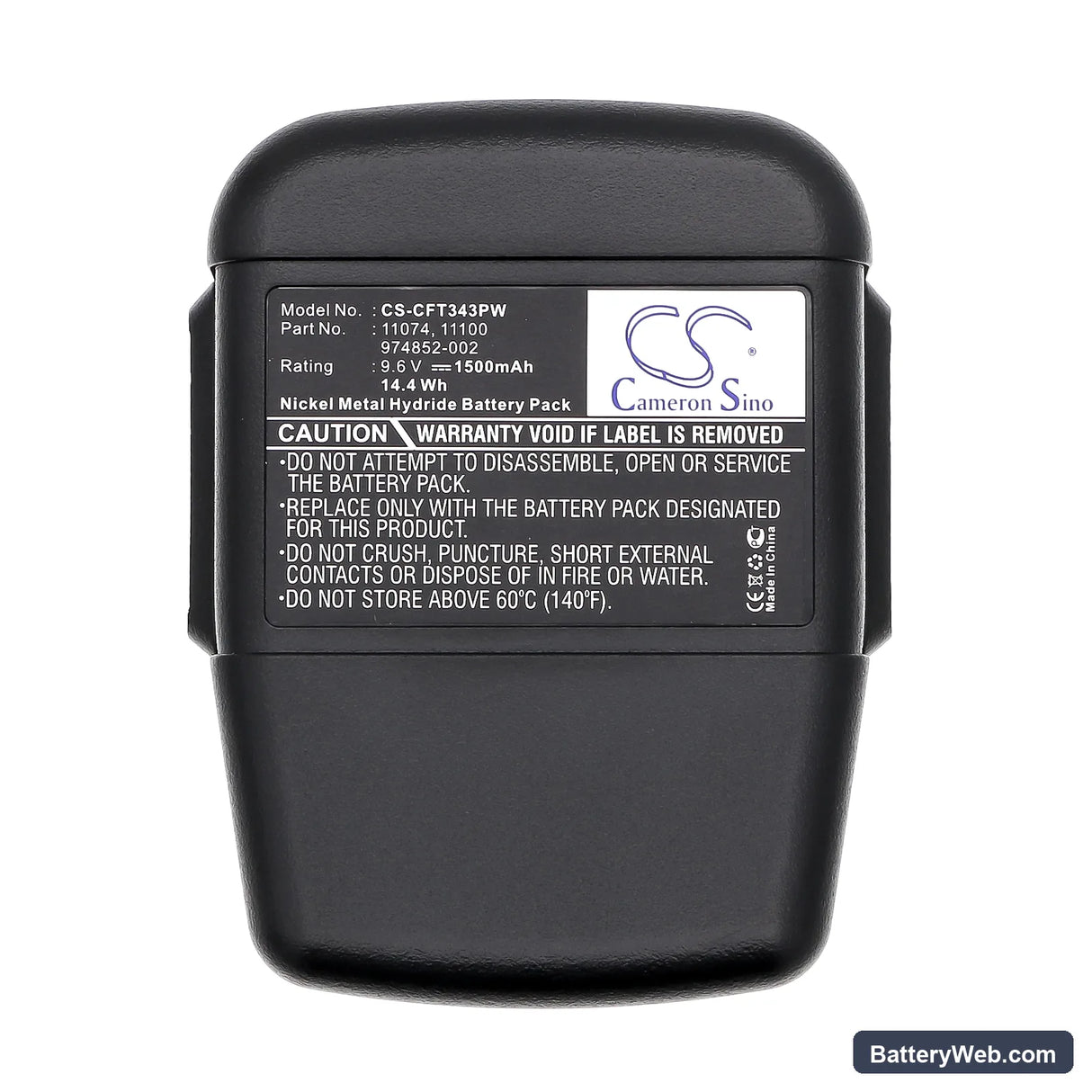 Craftsman 11343 Replacement Battery, 9.6V, 1500mAh, Ni-MH 5