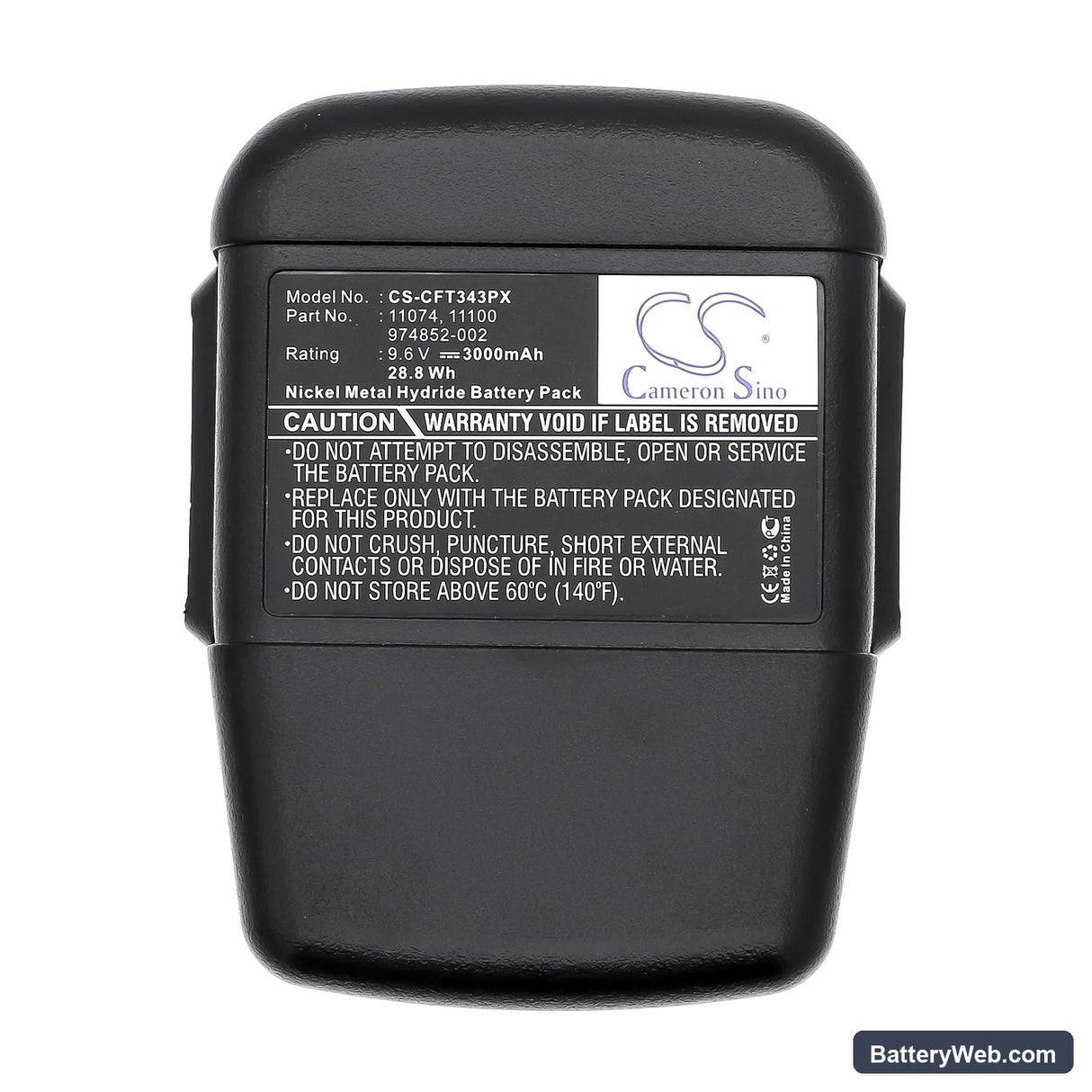 Craftsman 11343 Replacement Battery, 9.6V, 3000mAh, Ni-MH 5