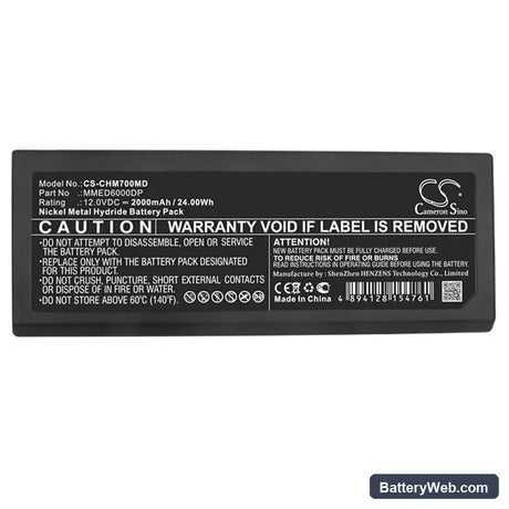 ChoiceMMed MMED6000DP-M7 Replacement Battery, 12V, 2000mAh, Ni-MH 5