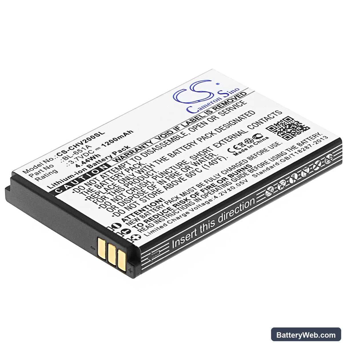 Crosscall Shark-V2 Replacement Battery, 3.7V, 1200mAh, Li-ion 1
