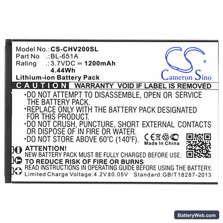 Crosscall Shark-V2 Replacement Battery, 3.7V, 1200mAh, Li-ion 3