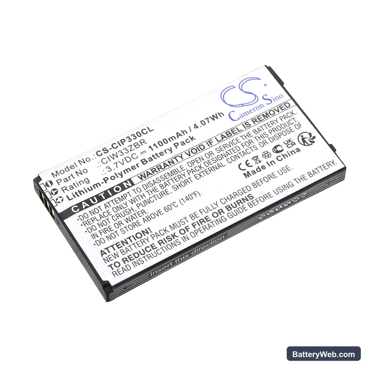 Cisco Linksys WIP330 Replacement Battery, 3.7V, 1100mAh, Li-Polymer 1