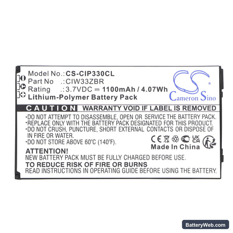 Cisco Linksys WIP330 Replacement Battery, 3.7V, 1100mAh, Li-Polymer 3