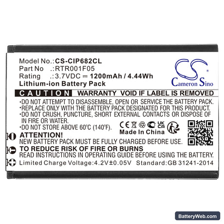 Cisco IP DECT 6800 Replacement Battery, 3.7V, 1200mAh, Li-ion 3